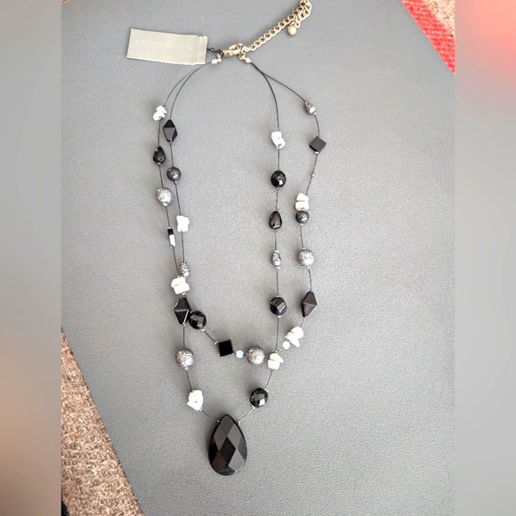 NWT Natural Stone, Glass Two Strand Necklace - Picture 1 of 10